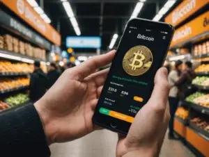 Phone screen showing the Bitcoin ticker