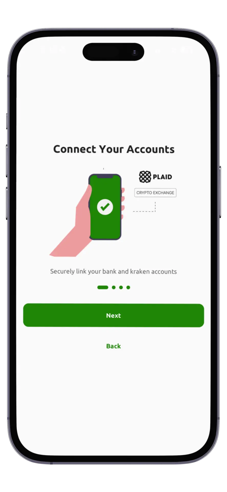 Autostack Investing app screen showing connect accounts page