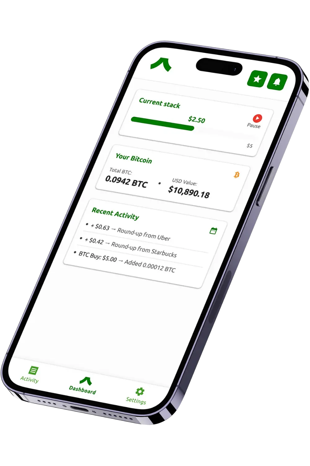 iPhone showing the Autostack Investing Home Screen.